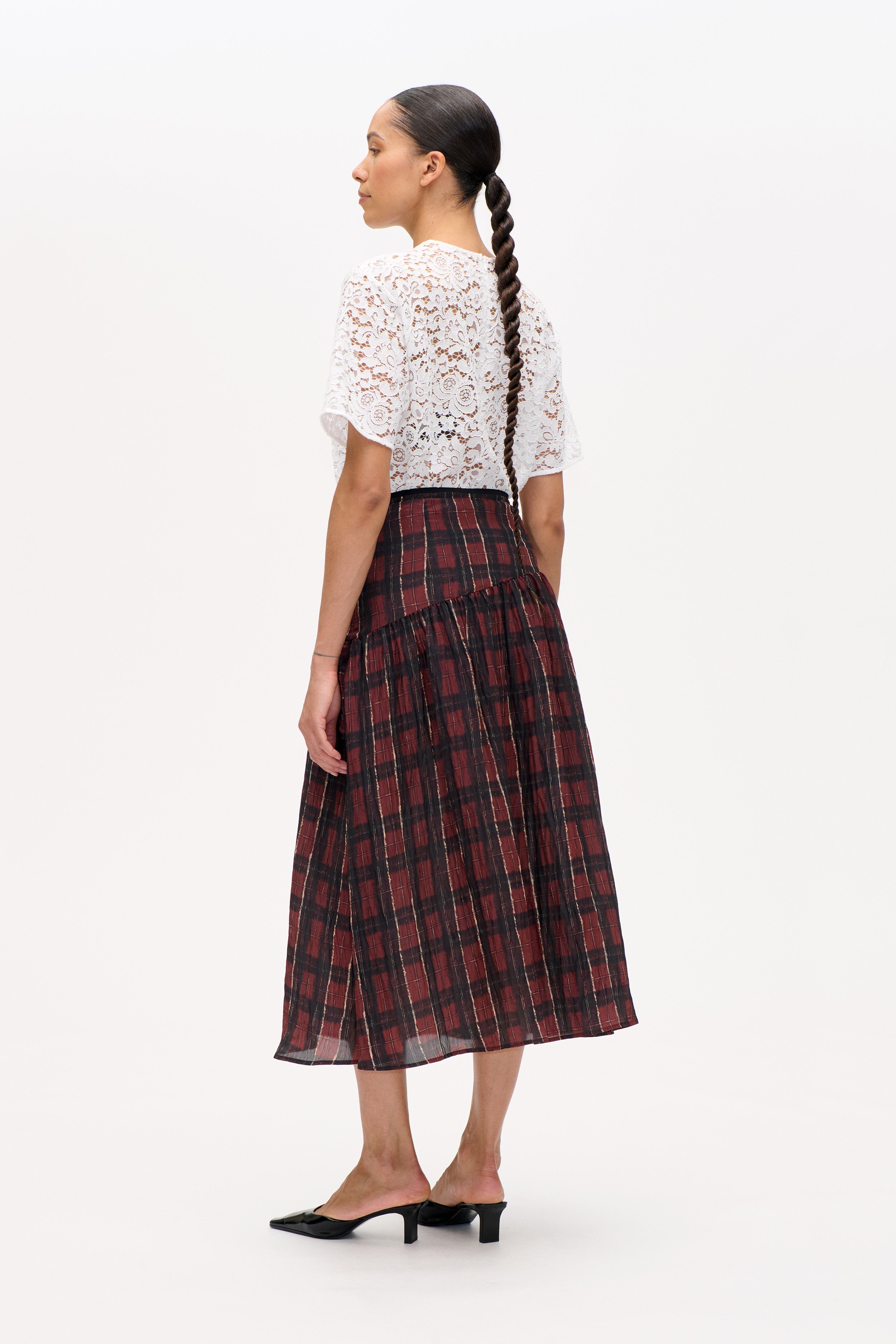 SABELA SKIRT | Dark Red Check